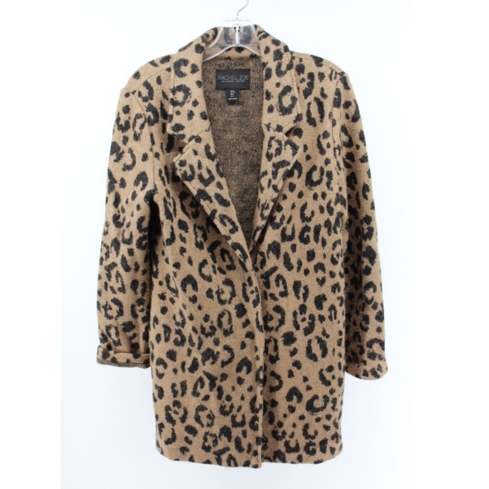 Rachel Zoe Leopard Wool‎ Blend Cardigan Blazer Jacket Women's Small Animal Print